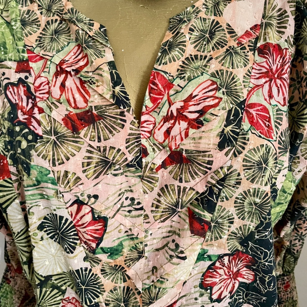 CHUFY My Aussie Days DESERT Flower Print Pleated BOHEMIAN Blouse Peasant TOP S/M - Picture 3 of 16